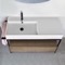 Console Sink Vanity With Ceramic Sink and Natural Brown Oak Drawer, 43